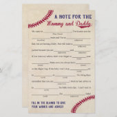 Baseball Thème Conseil Baby shower Jeu Cartes (Devant / Derrière)