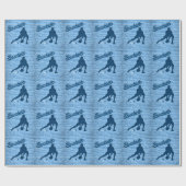 Baseball Theme in Shades of Blue Cadeaupapier (Vlak)