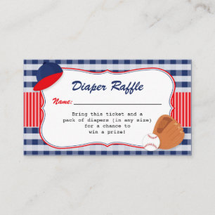 Baseball Theme Luier Raffle Ticket Informatiekaartje
