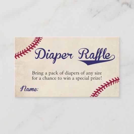 Baseball Theme Luier Raffle Ticket Kaarten (Voorkant)