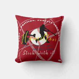 Baseball Theme Personalized Pillow HAMbyWG Red Kussen