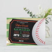 BASEBALL TICKET Bar Bat mitzvah Invitation (Debout devant)