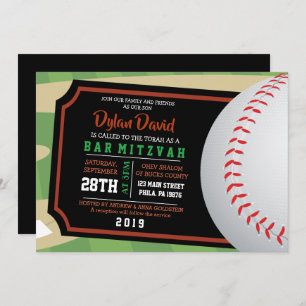 BASEBALL TICKET Bar Bat Mitzvah Uitnodiging