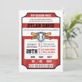 BASEBALL TICKET Bar Bat Mitzvah Uitnodiging (Staand voorkant)