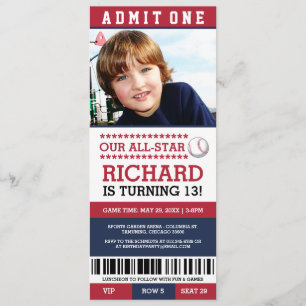 Baseball Ticket Birthday Invites Kaart
