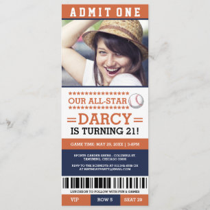 Baseball Ticket Birthday Invites Kaart