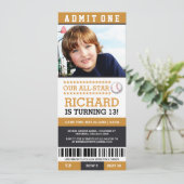 Baseball Ticket Birthday Invites Kaart (Staand voorkant)