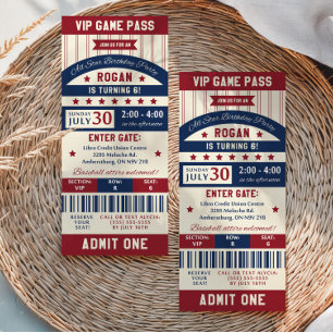 Baseball Ticket Birthday Party Invitation Kaart