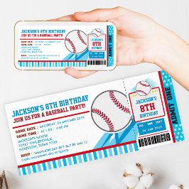 Baseball Ticket Pass Birthday Uitnodiging