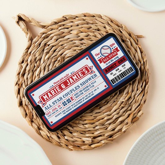 Baseball Ticket Pass Couples Showuitnodiging Kaart