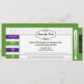 Baseball Ticket Save the Date (Voorkant / Achterkant)