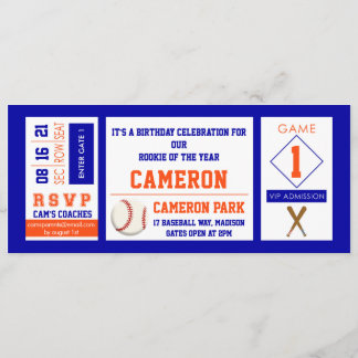 Baseball Ticket Verjaardagsfeestuitnodiging Sinaas Kaart
