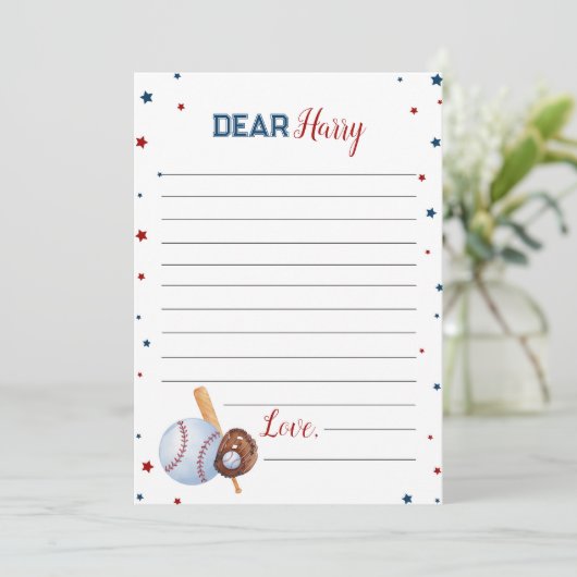 Baseball Time Capsule Note Kaart (Staand voorkant)