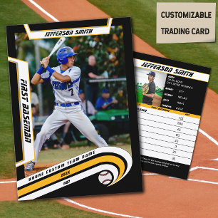 Baseball Trading Kaart Lively Yellow Zwart Contactkaartje