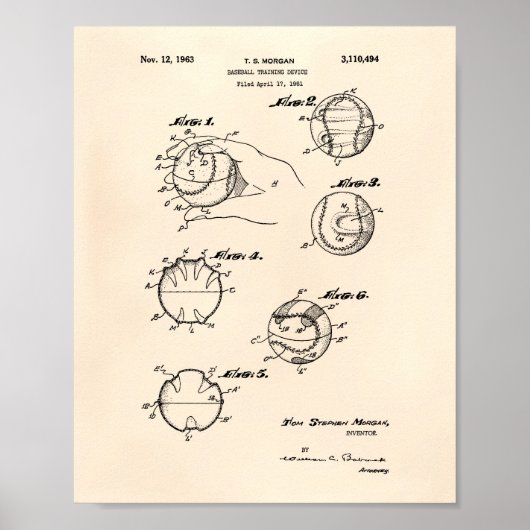 Baseball training 1963 Patent Art - Old Peper Poster (Voorkant)
