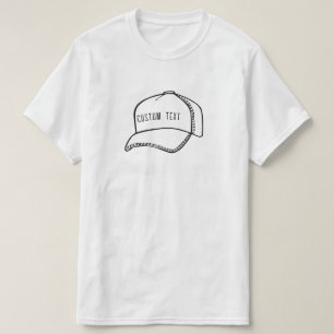 Baseball/truckers pet lijn tekening ontwerp t-shirt