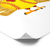Baseball Turkey Thanksgiving Softball Turkey Man W Poster (Hoek)