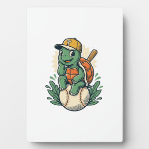 Baseball Turtle Vintage Gravure Grafisch Ontwerp_1 Fotoplaat