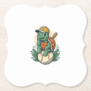 Baseball Turtle Vintage Gravure Grafisch Ontwerp_1 Kartonnen Onderzetters
