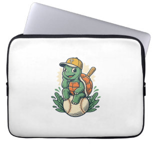 Baseball Turtle Vintage Gravure Grafisch Ontwerp_1 Laptop Sleeve