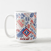 Baseball Typography Rood Wit Blauw Monogram ID770 Koffiemok (Links)
