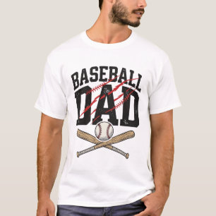 Baseball Vader Bedrukte Vintage Gravering T-shirt