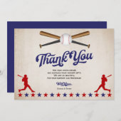 Baseball vintage, Carte de remerciements de douche (Devant / Derrière)