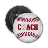 Baseball voor coach button flesopener (Voorkant)