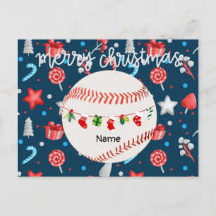 Baseball voor Kerstmis met naam Feestdagenkaart