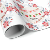 Baseball voor Kerstmis met naam voor kinderen Cadeaupapier (Rol Hoek)