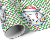 Baseball voor Kerstmis met naam voor kinderen Cadeaupapier (Rol Hoek)