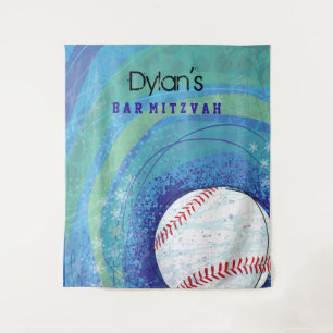 BASEBALL WAANZIN Bar Mitswa uitnodiging Wandkleed