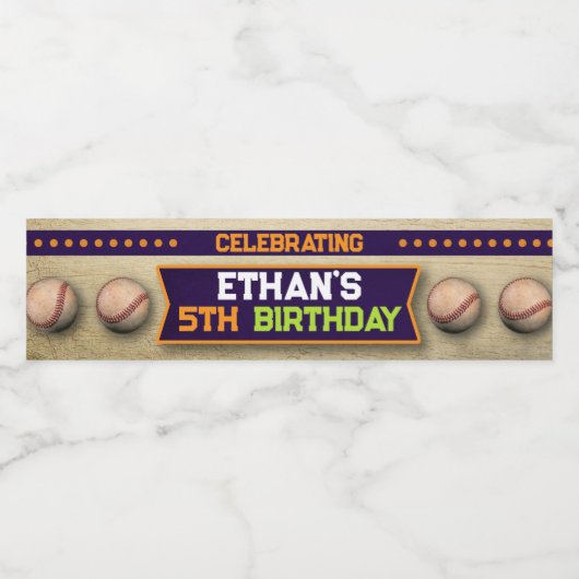 Baseball Water Bottle Label Waterfles Etiket (Enkel label)