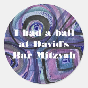 BASEBALL WATERVERF Bar Mitzvah uitnodiging Ronde Sticker