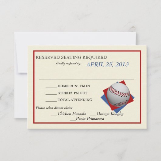  Baseball Wedding Reply RSVP Kaartje (Voorkant)