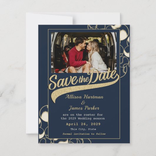 Baseball Wedding Save the Date (Voorkant)