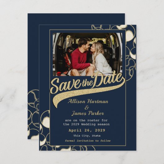 Baseball Wedding Save the Date (Voorkant / Achterkant)