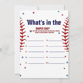 Baseball what in the bag Baby shower game Card Kaart