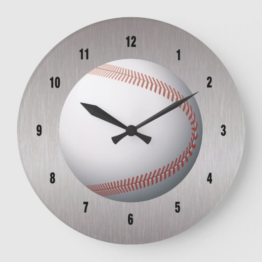 Baseball White en Red Design Grote Klok (Voorkant)
