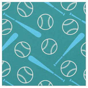 Baseball - wit en blauw op donkergroen stof