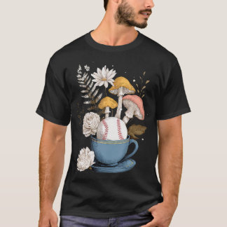 Baseball Women Mushrooms Cottagecore Floral Nature T-shirt