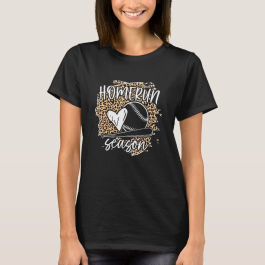 Baseball Womens Leopard Pattern Baseball Girl 3 T-shirt (Voorkant)