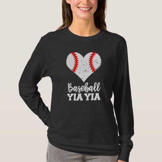 Baseball Yia Yia Baseball Heart Grandma YiaYia T-shirt (Voorkant)