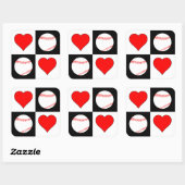 Baseballen & Hearts Pattern Baseball Player Party Vierkante Sticker (Vel)