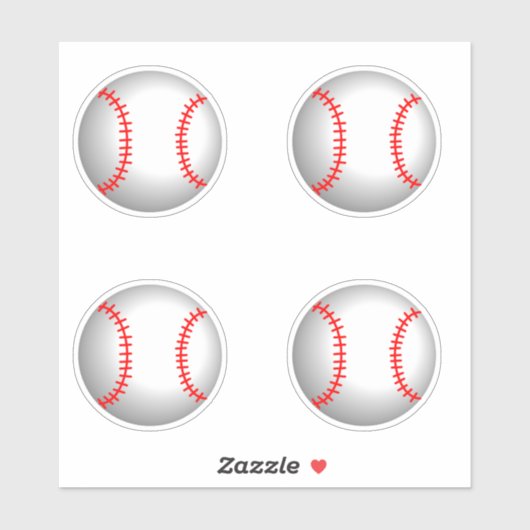 Baseballen met Red Stitching Sticker (Vel)