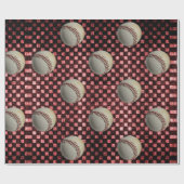 Baseballen op de Achtergrond van het Rode Controle Cadeaupapier (Vlak)