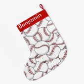 Baseballetjes Design Large Kerstmis Stocking Grote Kerstsok (Achterkant (Hangend))