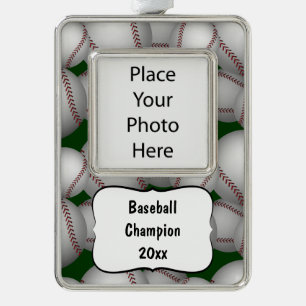 Baseballetpatroon Verzilverd Kader Ornament