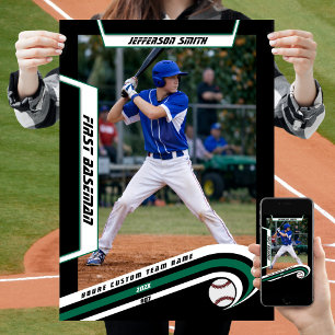 Baseballherinneringen in levendig zwart groen op m poster