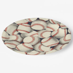 Baseballs in massa papieren bordje
